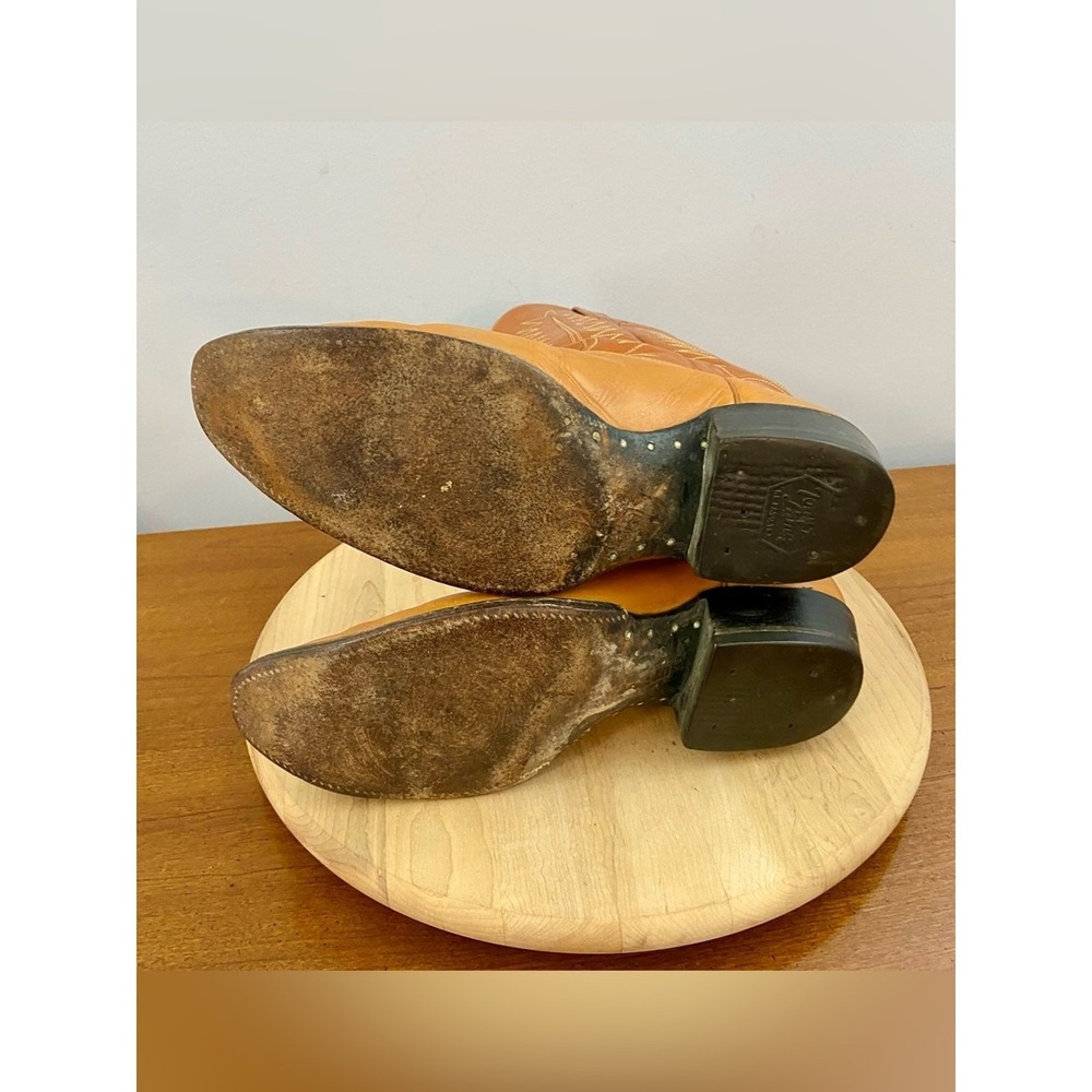 Tony Lama 80s Gold Label Vintage Brown Leather Western Cowboy Boots Men's 11D - Picture 10 of 13
